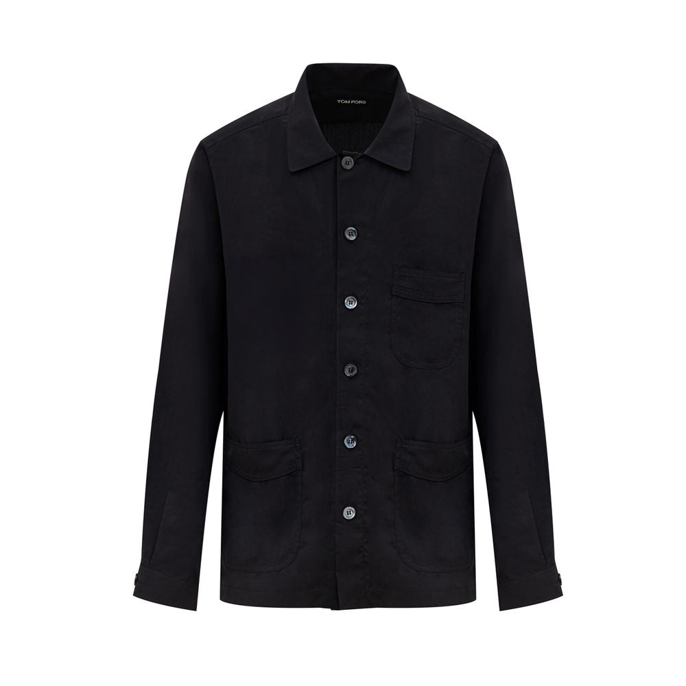 Tom Ford Schwarzes Lyocell -Hemd