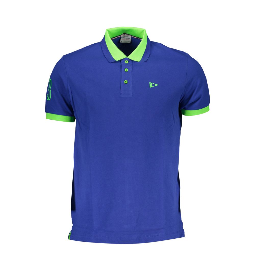 Scuola Nautica Blaues Baumwollpolo -Hemd