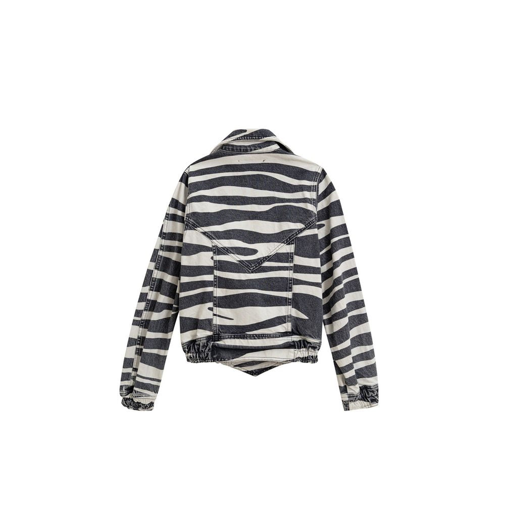 Retrofête Schwarz -Weiß -Baumwolle Blazer