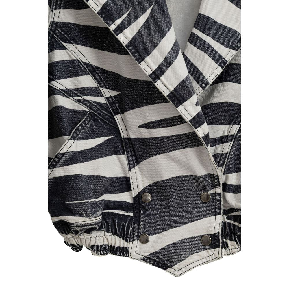 Retrofête Schwarz -Weiß -Baumwolle Blazer