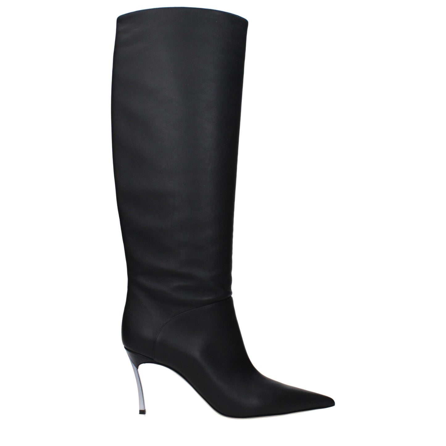 Casadei Schwarze Leder -Hochferse Boots