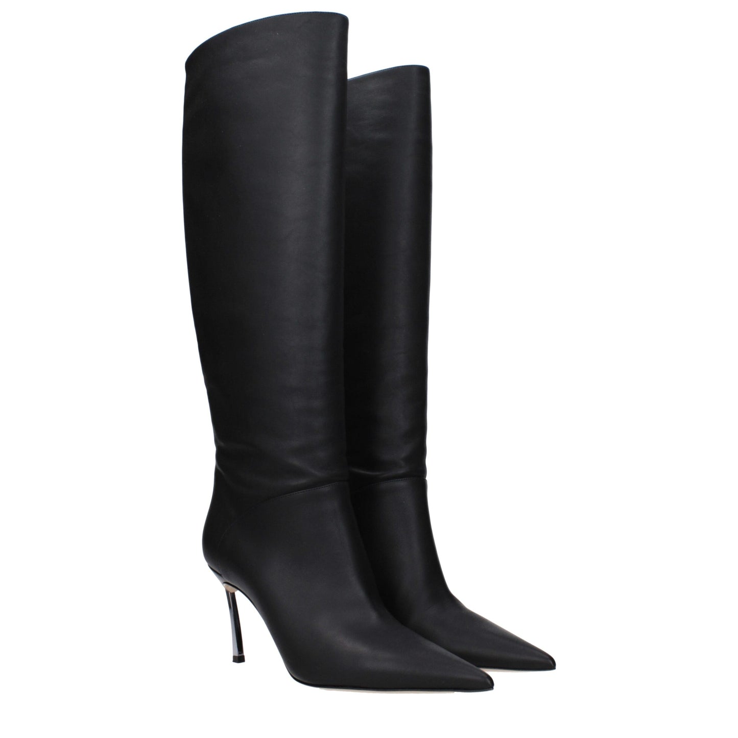 Casadei Schwarze Leder -Hochferse Boots