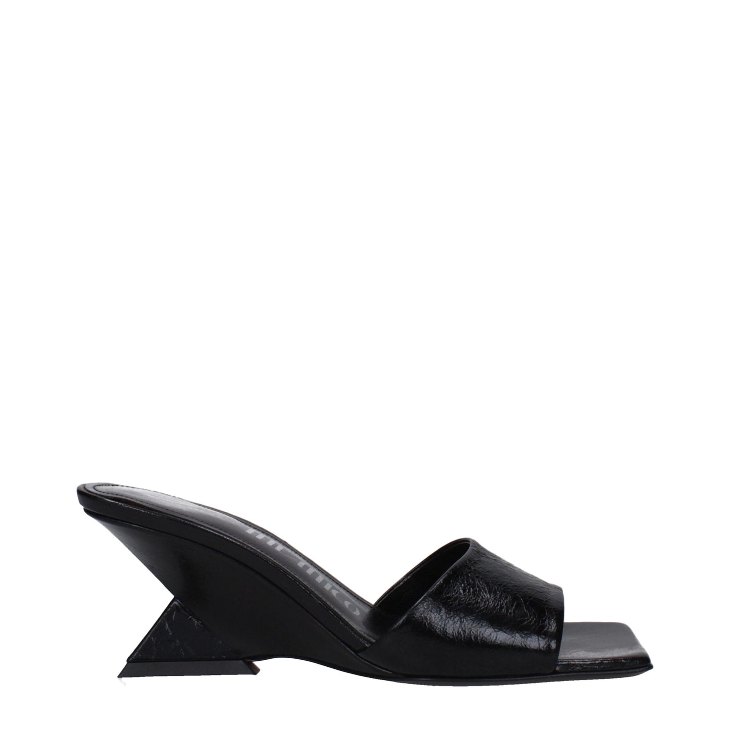 The Attico Schwarze Leder flache Sandalen