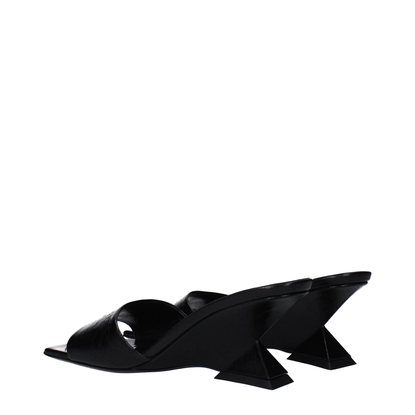The Attico Schwarze Leder flache Sandalen