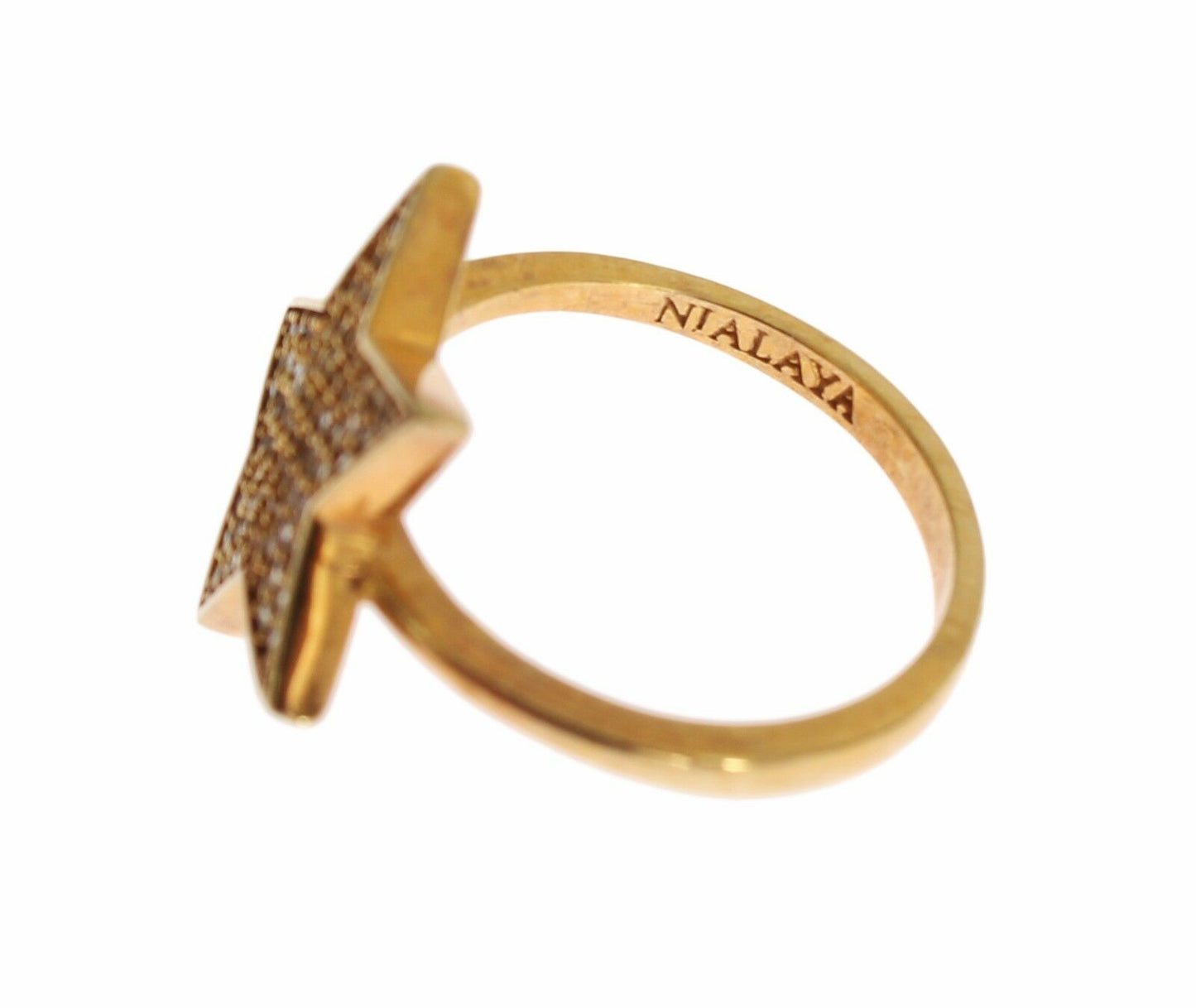 Nialaya Stern Gold 925 Silber Womens Clear Ring