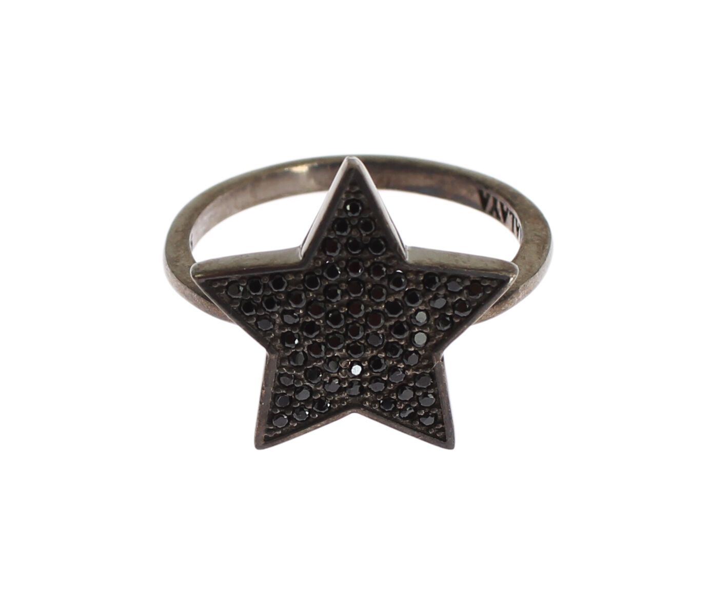Nialaya Schwarzer CZ Star 925 Silber Womens Ring