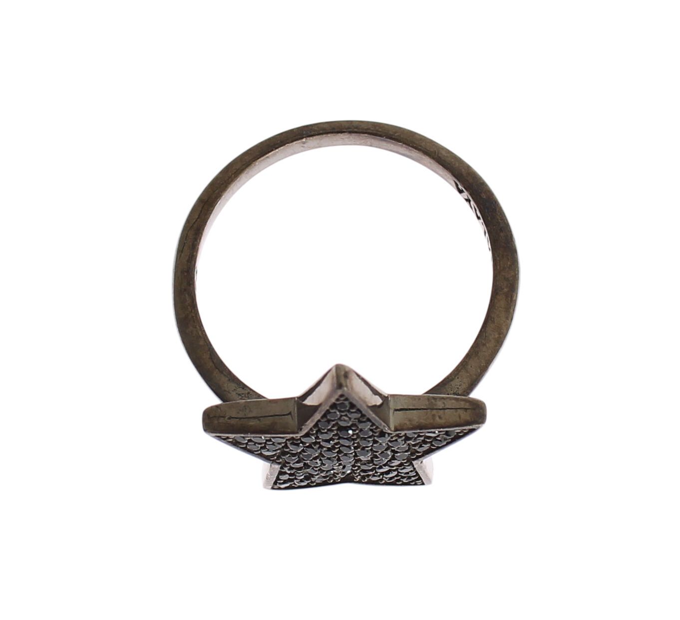 Nialaya Schwarzer CZ Star 925 Silber Womens Ring
