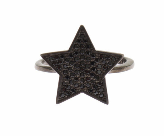 Nialaya Schwarzer CZ Star 925 Silber Womens Ring