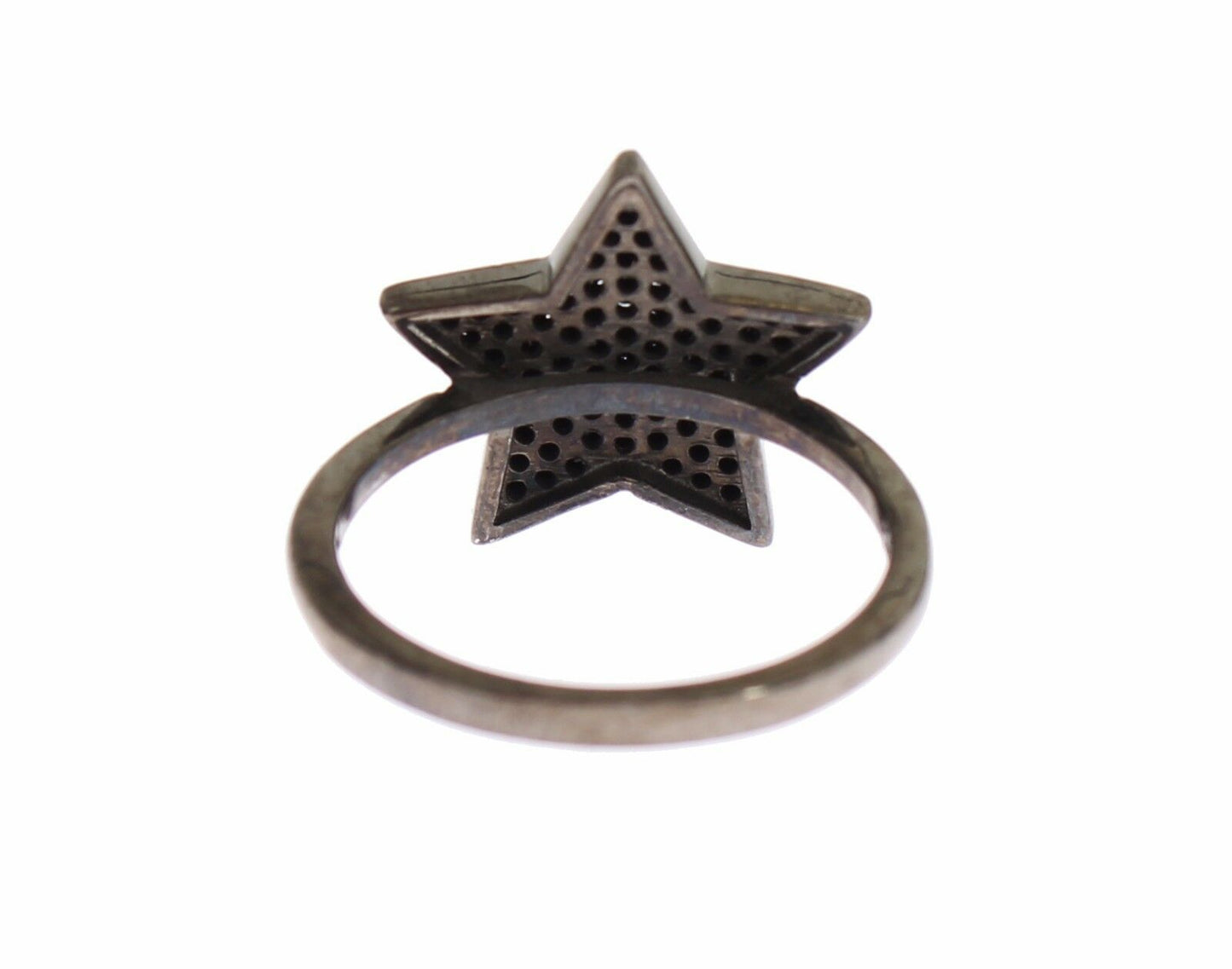 Nialaya Schwarzer CZ Star 925 Silber Womens Ring