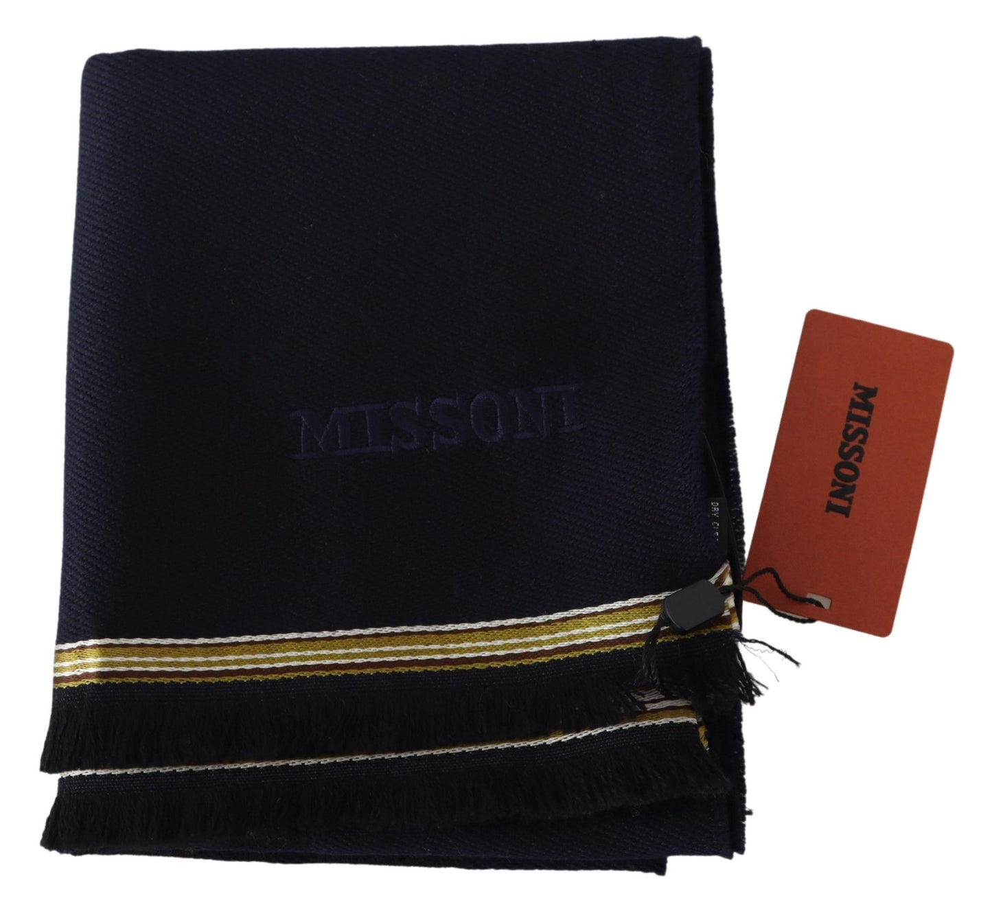 Missoni Schwarz 100% Wolle Unisex Hals Wrap Ränder Schal