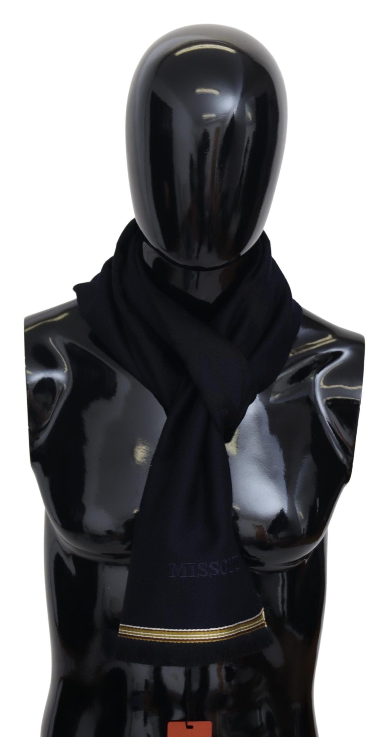Missoni Schwarz 100% Wolle Unisex Hals Wrap Ränder Schal