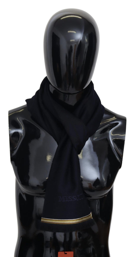 Missoni Schwarz 100% Wolle Unisex Hals Wrap Ränder Schal