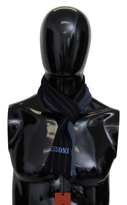 Missoni Schwarz Blue gestreifte Wolle Unisex Wrap Schal