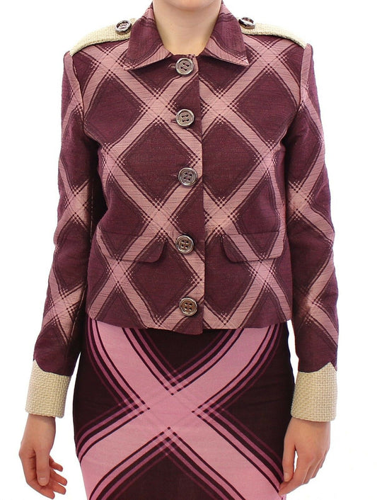 House of Holland Überprüfen Sie Grabenschicht Blazer Lila Jacke