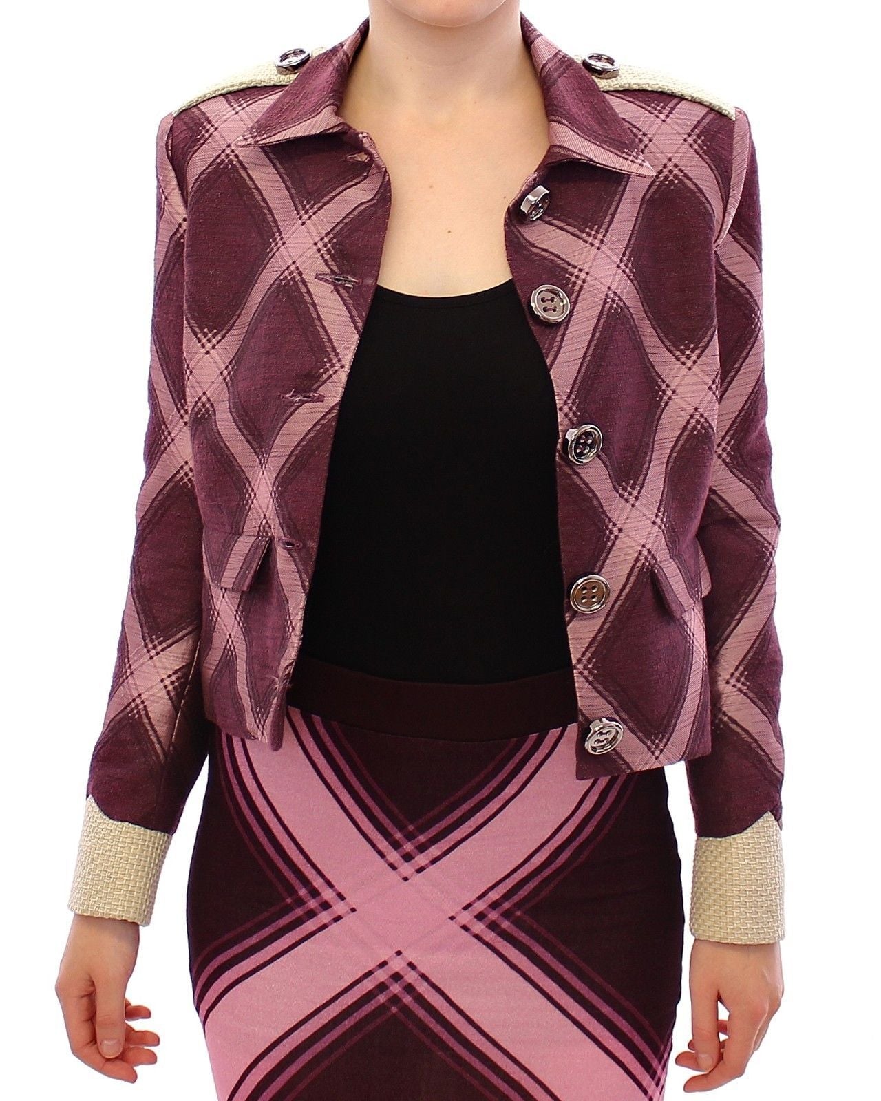 House of Holland Überprüfen Sie Grabenschicht Blazer Lila Jacke