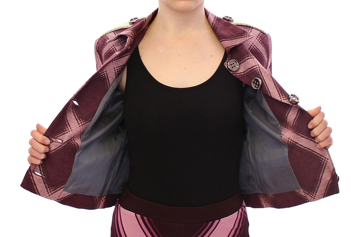 House of Holland Überprüfen Sie Grabenschicht Blazer Lila Jacke