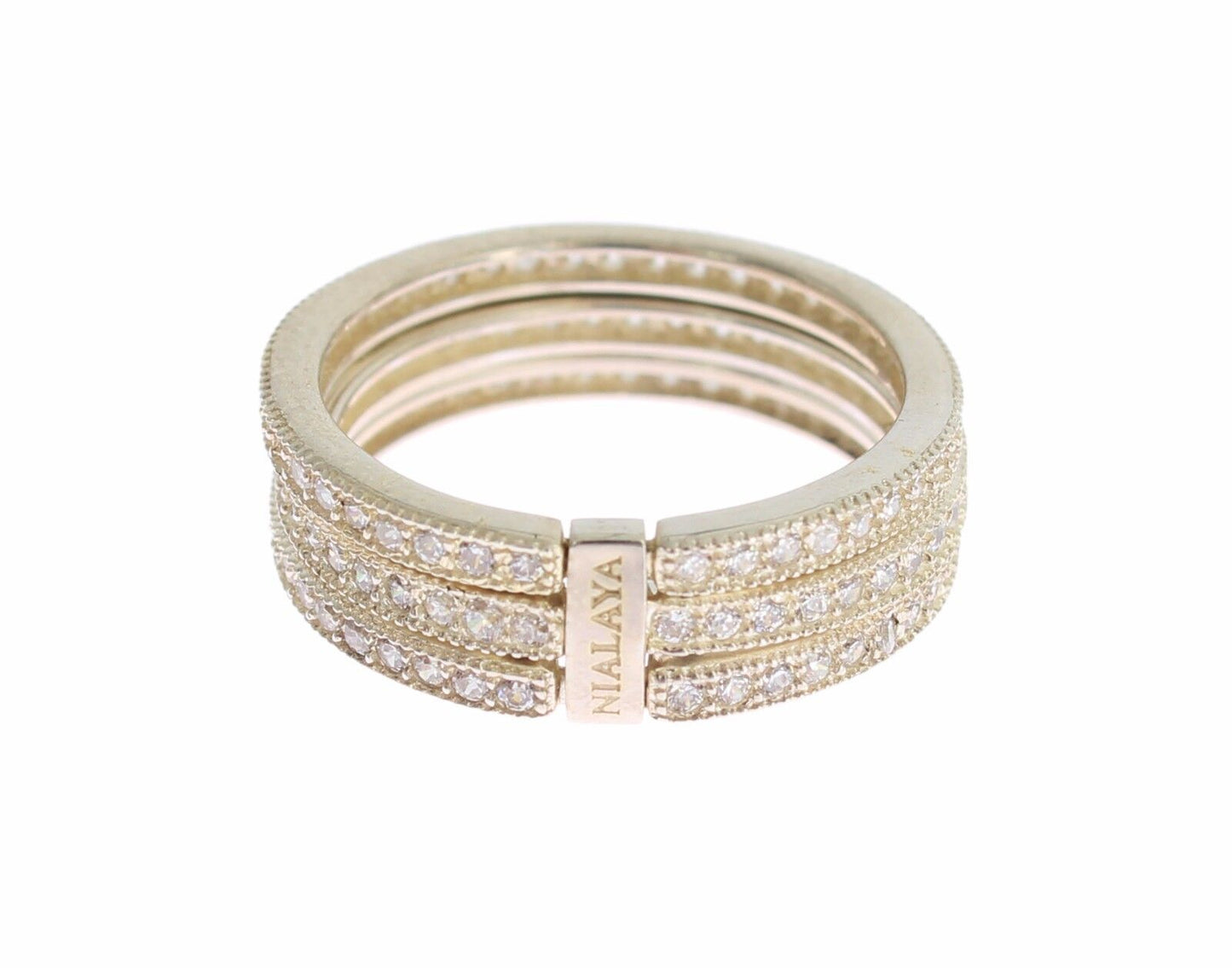 Nialaya Silber Womens Clear CZ 925 Sterling Ring