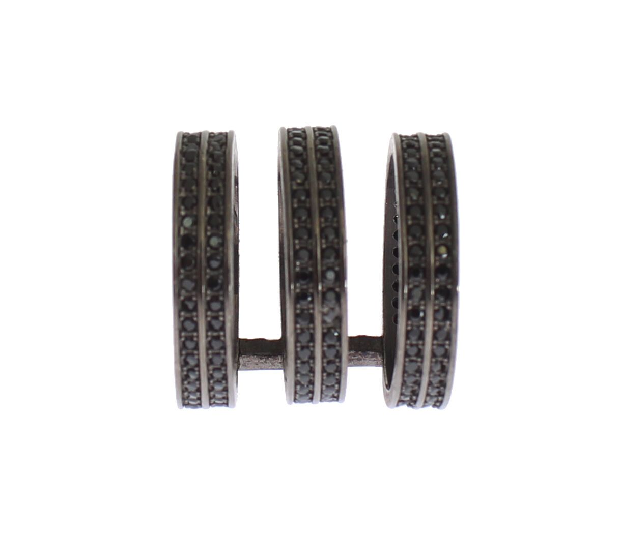 Nialaya Schwarzer CZ Rhodium 925 Silberring