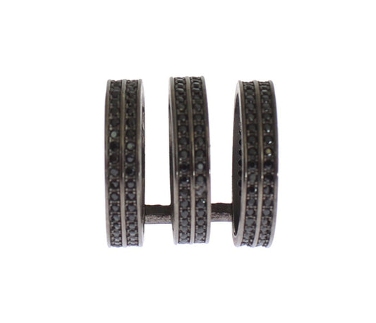 Nialaya Schwarzer CZ Rhodium 925 Silberring