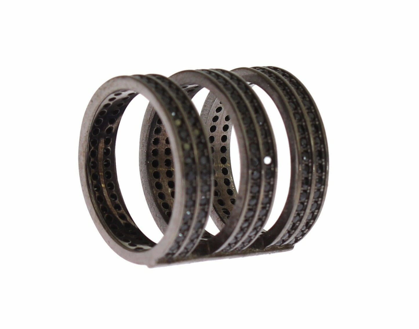 Nialaya Schwarzer CZ Rhodium 925 Silberring