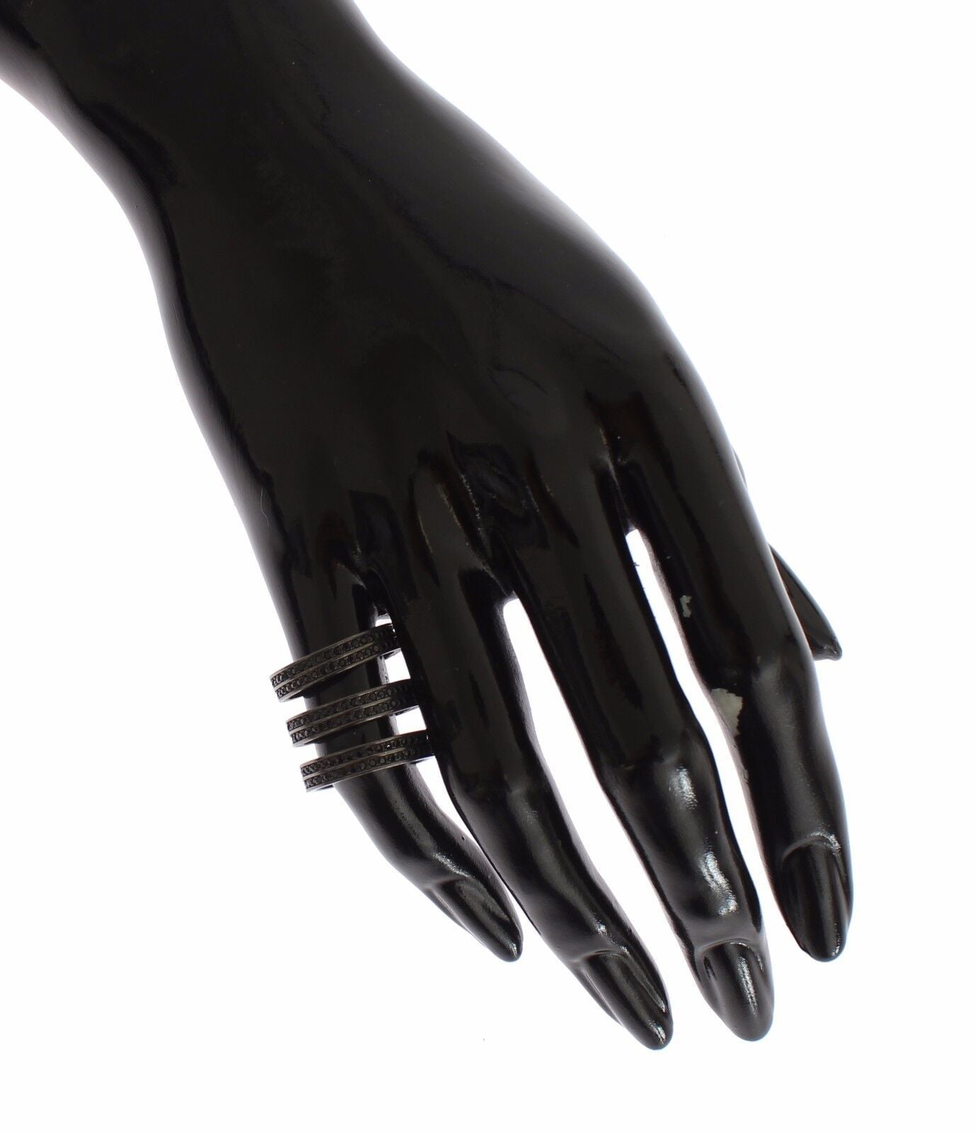 Nialaya Schwarzer CZ Rhodium 925 Silberring
