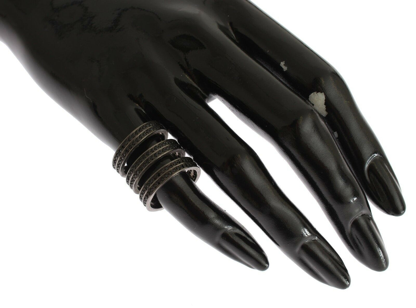 Nialaya Schwarzer CZ Rhodium 925 Silberring