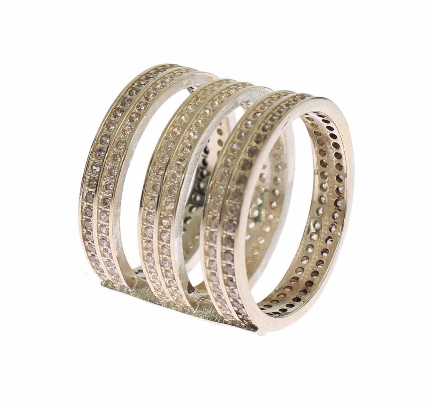Nialaya Authentische Damen klarer CZ 925 Sterling Silber Ring