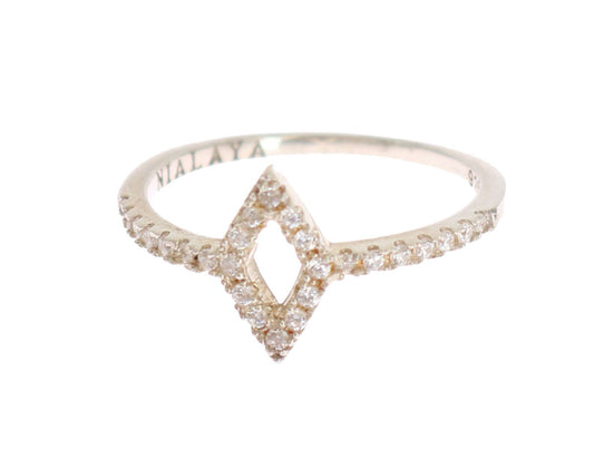 Nialaya Silber Rhombus Womens Clear CZ 925 Silberring