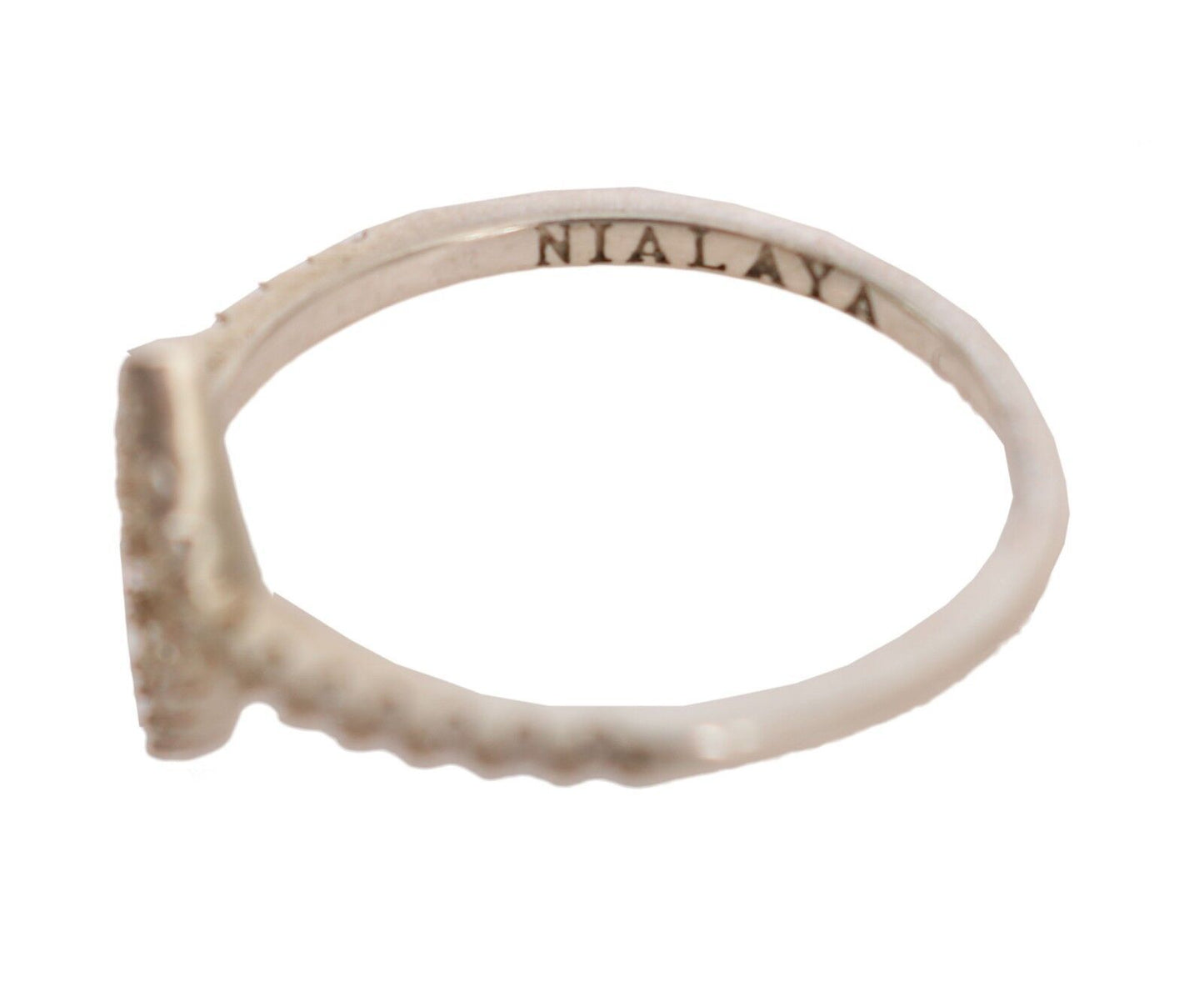 Nialaya Silber Rhombus Womens Clear CZ 925 Silberring