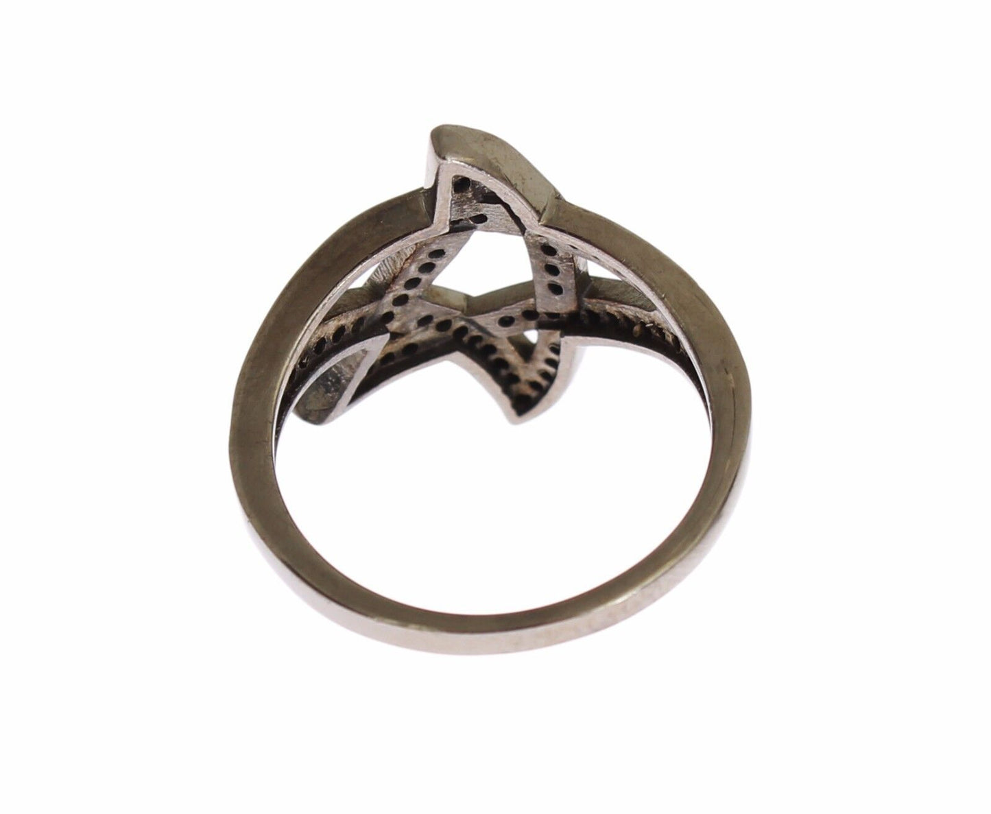 Nialaya Schwarzer CZ Rhodium 925 Silber Womens Ring