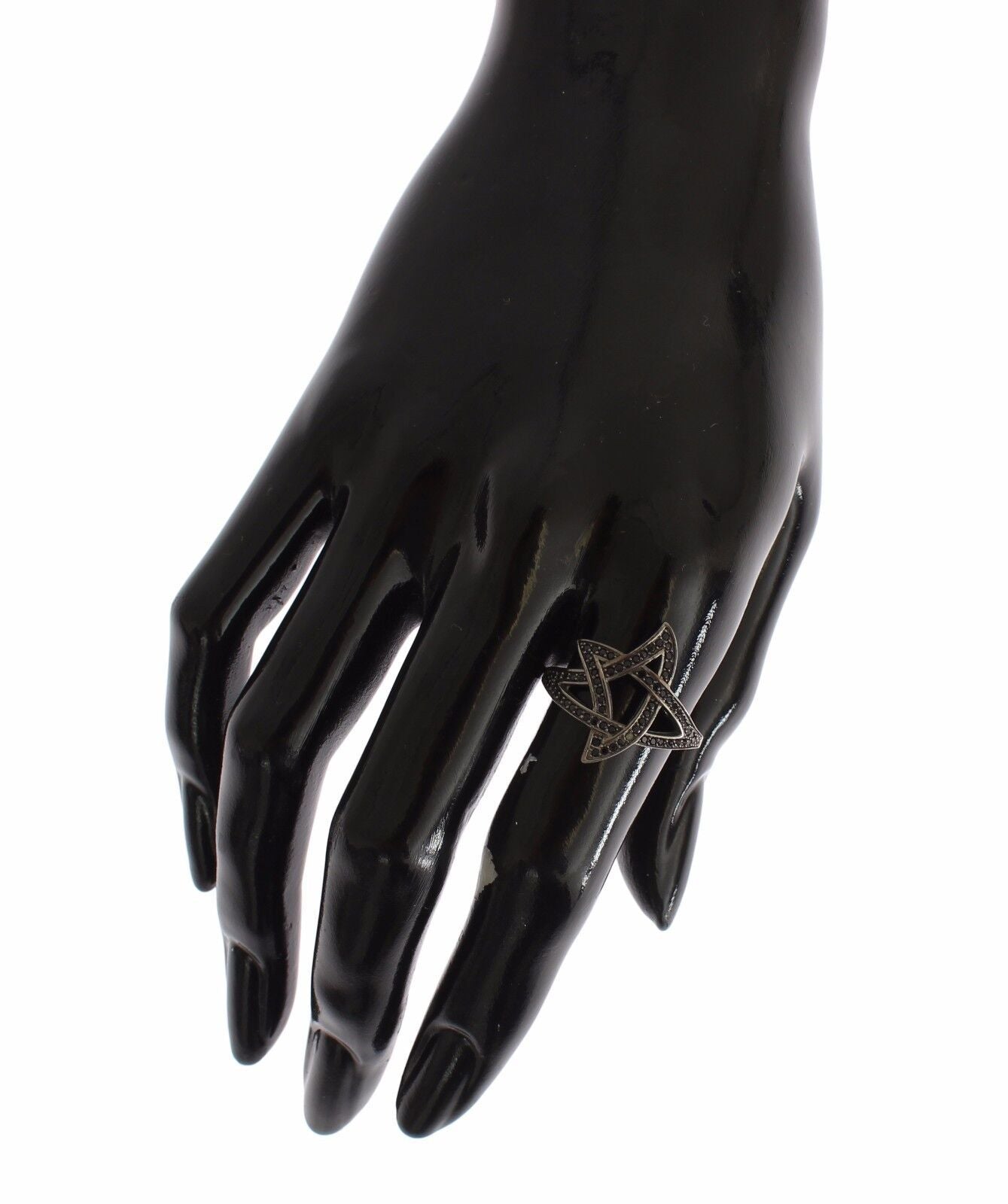 Nialaya Schwarzer CZ Rhodium 925 Silber Womens Ring