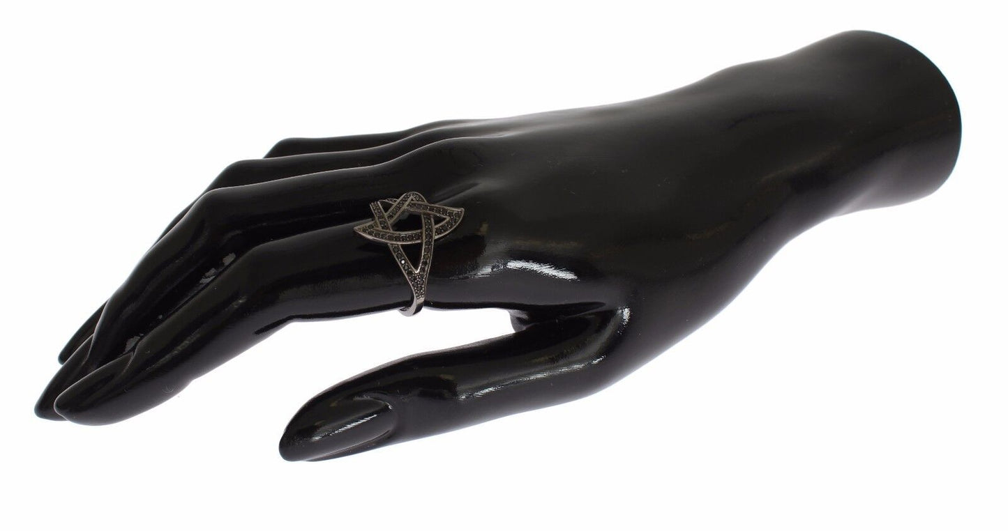Nialaya Schwarzer CZ Rhodium 925 Silber Womens Ring