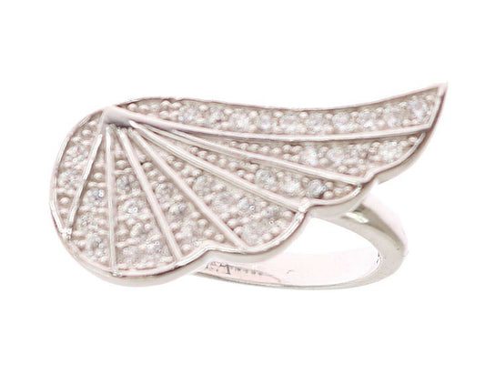 Nialaya Silber Womens Flügel klarer CZ 925 Silberring