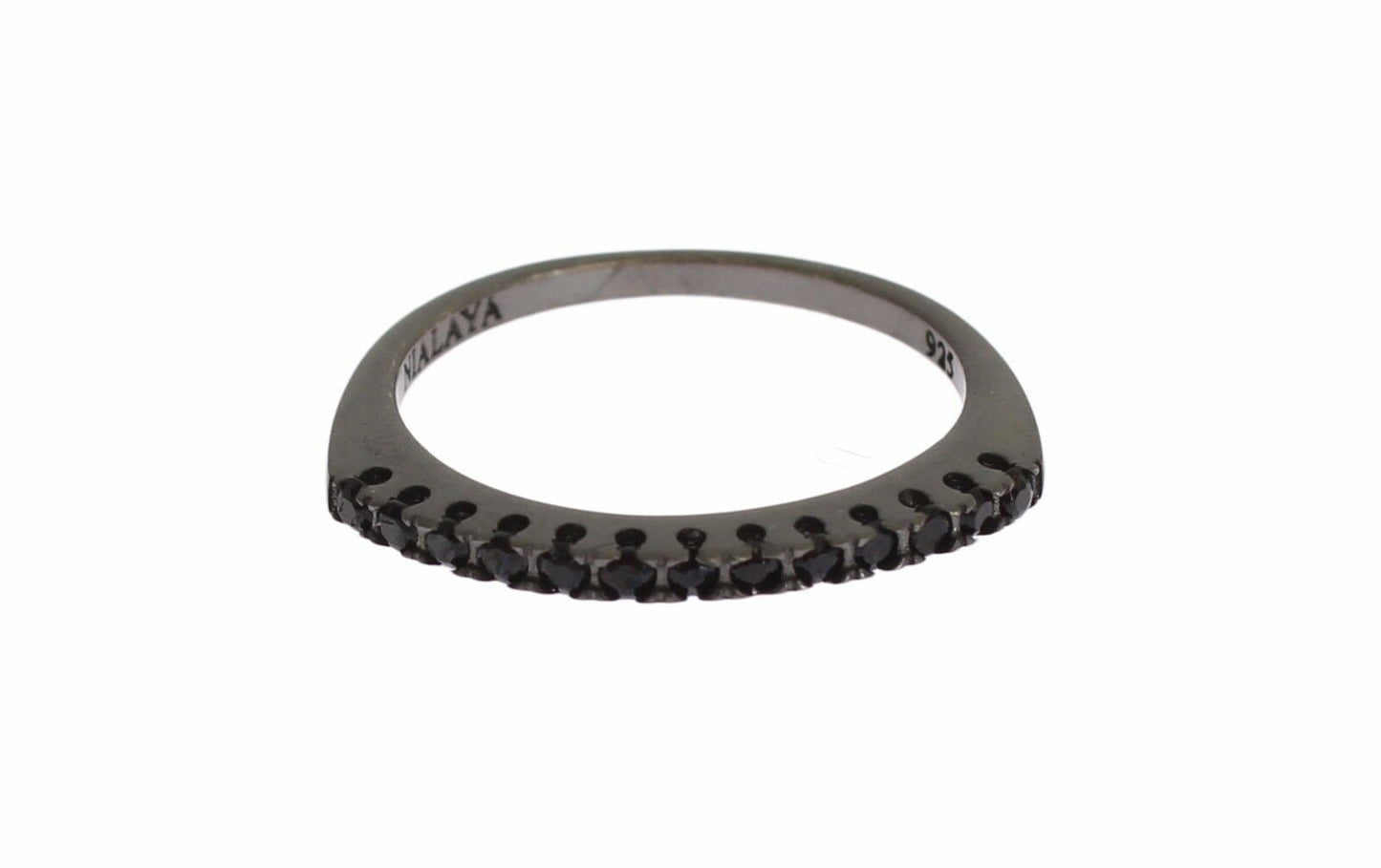 Nialaya Schwarzer CZ Rhodium 925 Silber Womens Ring