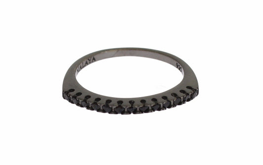 Nialaya Schwarzer CZ Rhodium 925 Silber Womens Ring