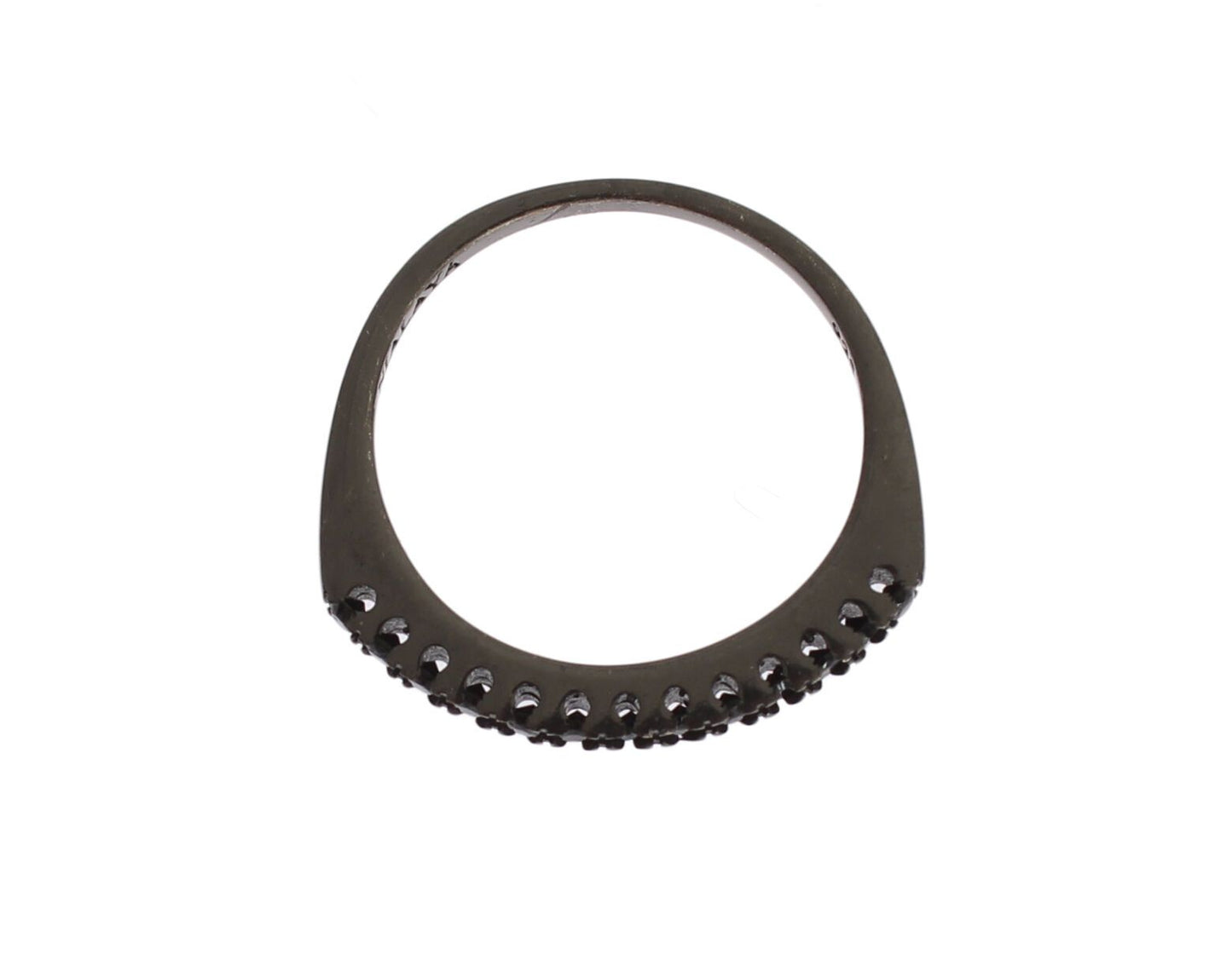 Nialaya Schwarzer CZ Rhodium 925 Silber Womens Ring