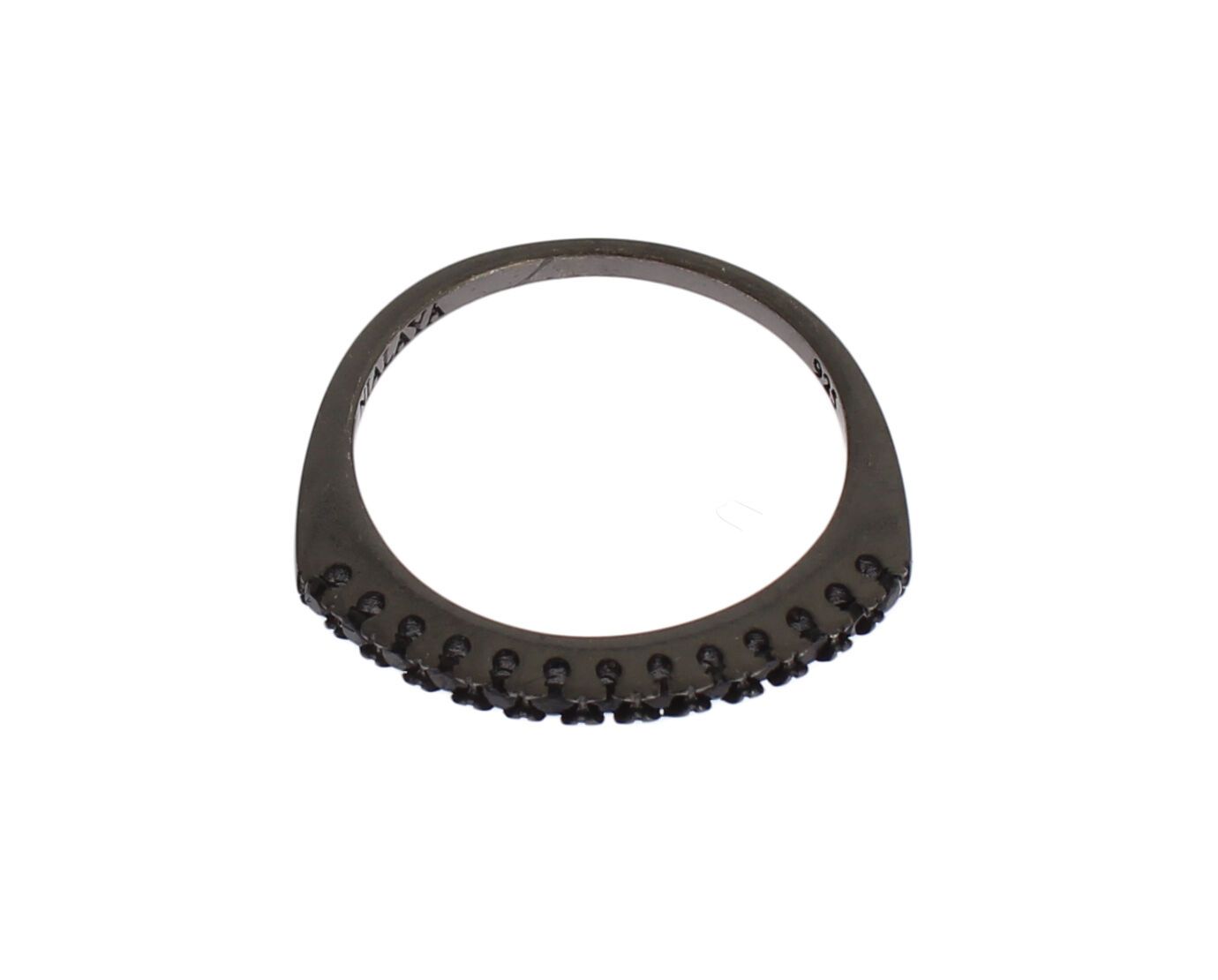 Nialaya Schwarzer CZ Rhodium 925 Silber Womens Ring