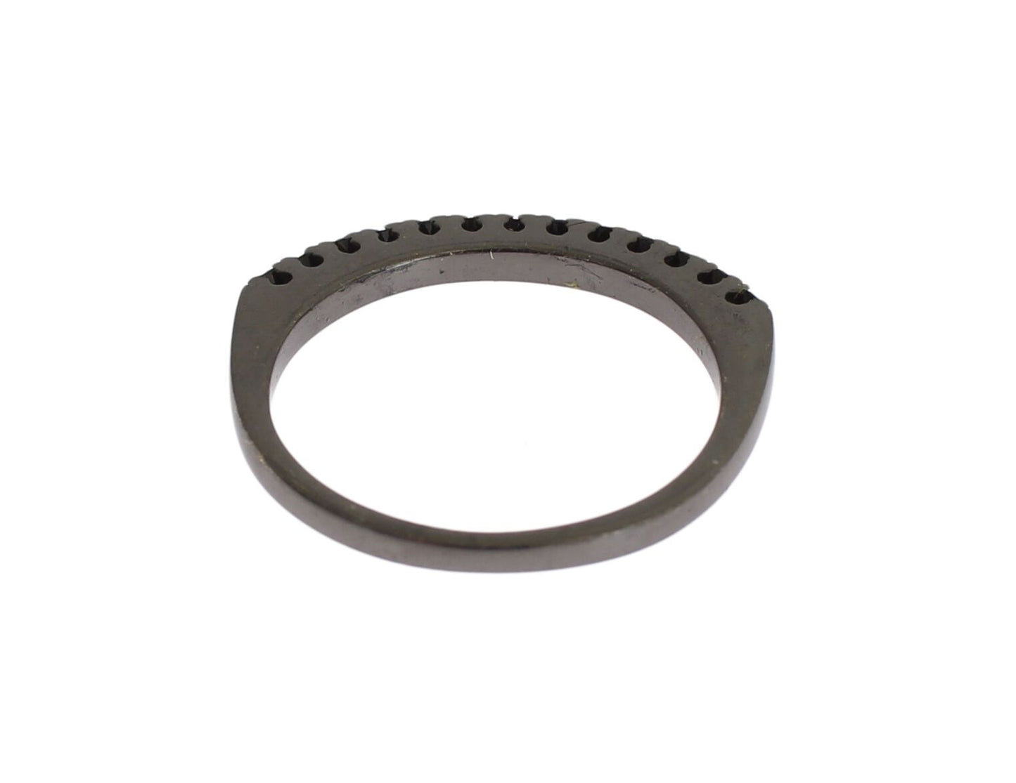 Nialaya Schwarzer CZ Rhodium 925 Silber Womens Ring