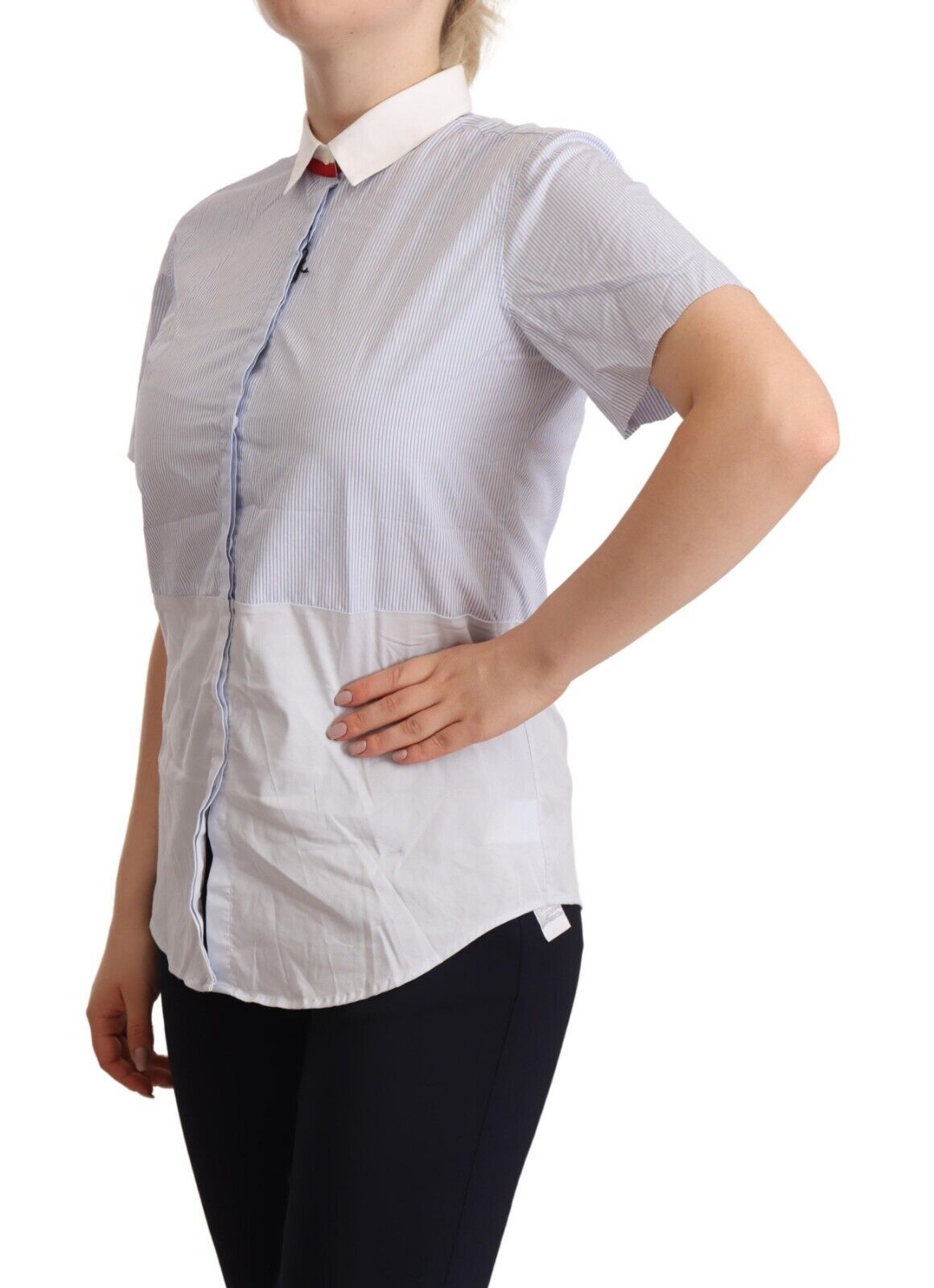 AGLINI Hellblaue Baumwolle kurze hose Härmepolo -Top Kragen