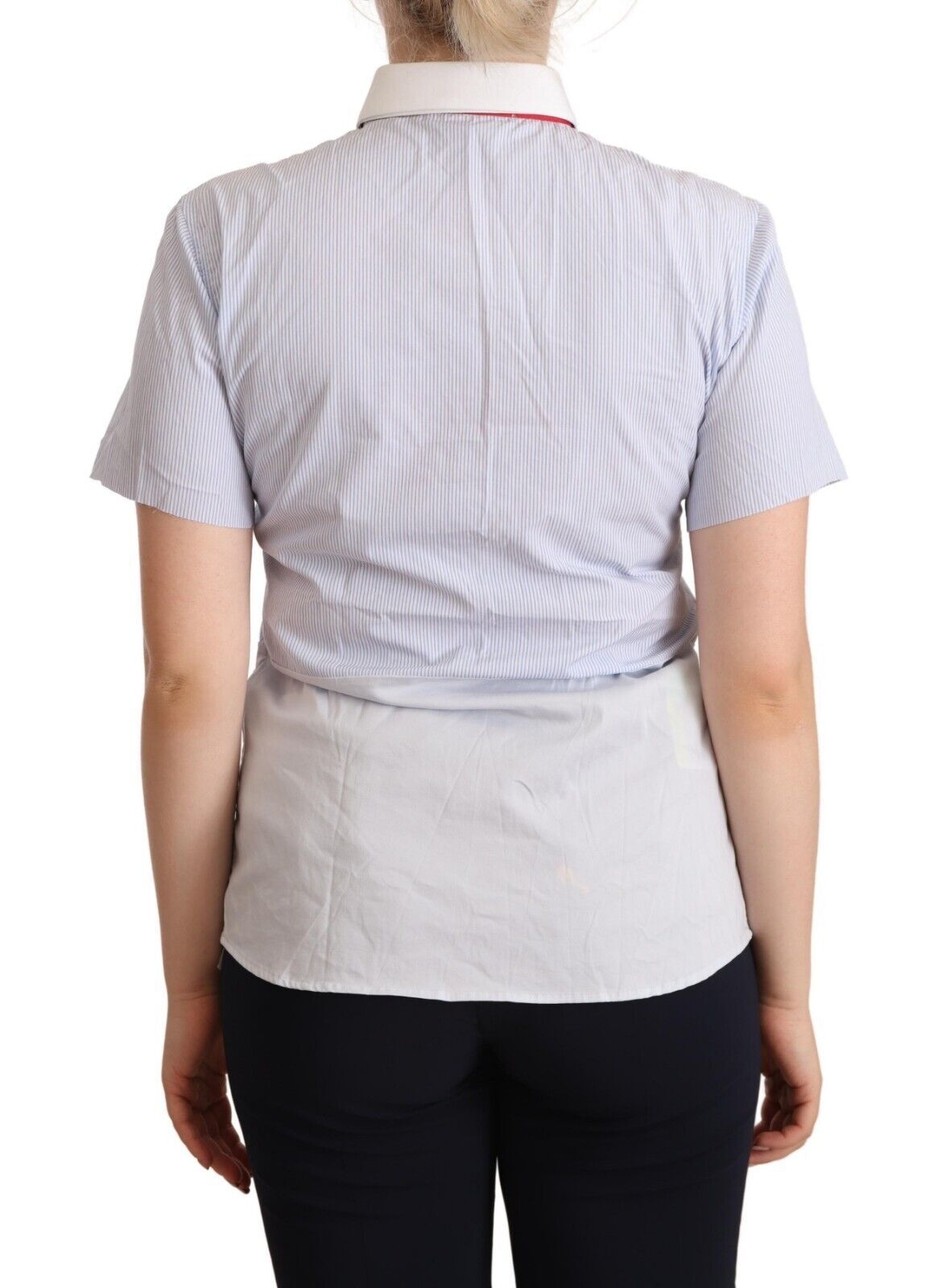 AGLINI Hellblaue Baumwolle kurze hose Härmepolo -Top Kragen