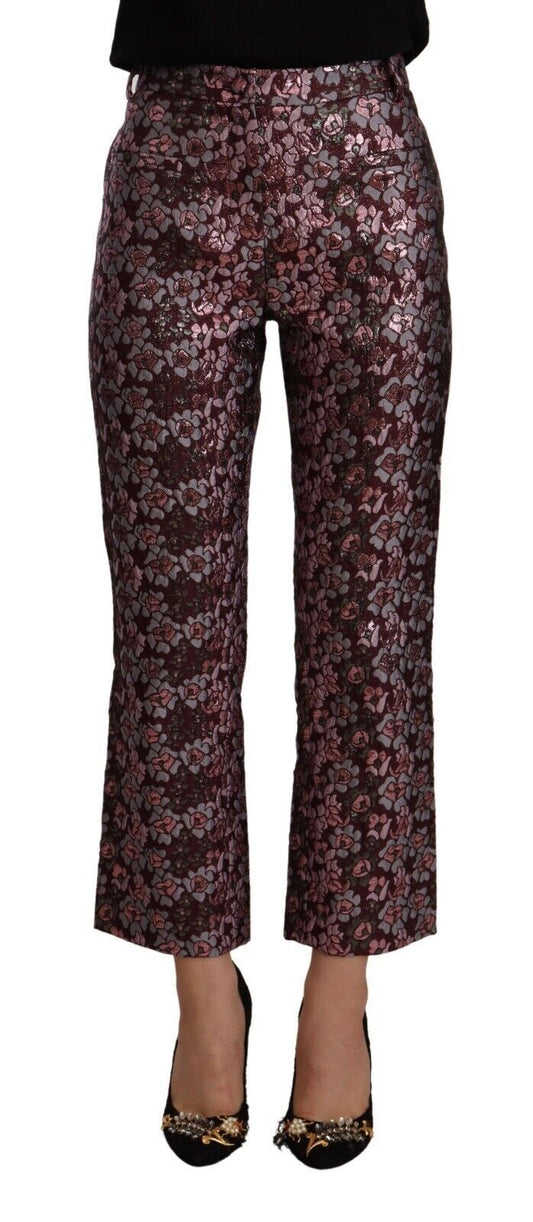 House of Holland Multicolor Blumenjacquard flammte aus Cropped Hose
