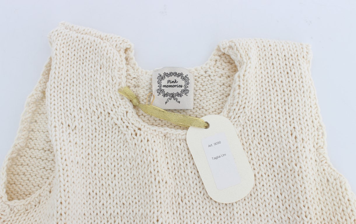 PINK MEMORIES Beige Baumwolle Blend Gestrickter ärmelloser Pullover