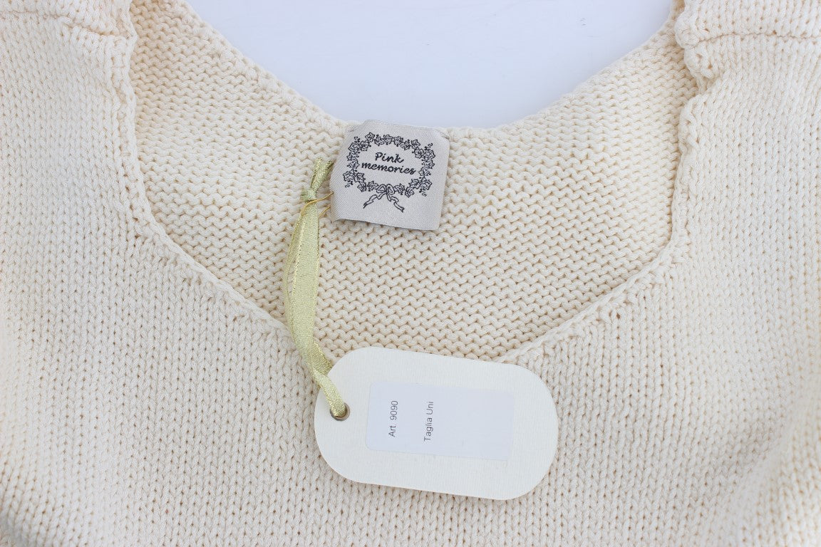PINK MEMORIES Beige Baumwolle Blend Gestrickter ärmelloser Pullover