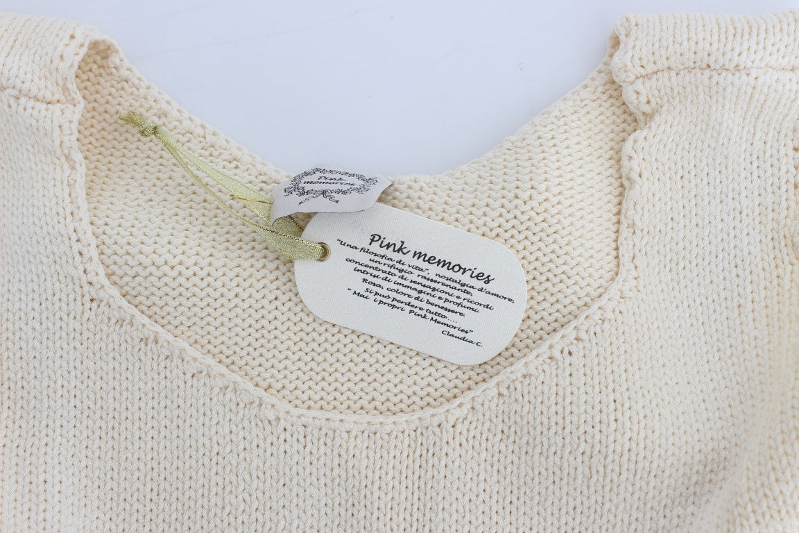 PINK MEMORIES Beige Baumwolle Blend Gestrickter ärmelloser Pullover