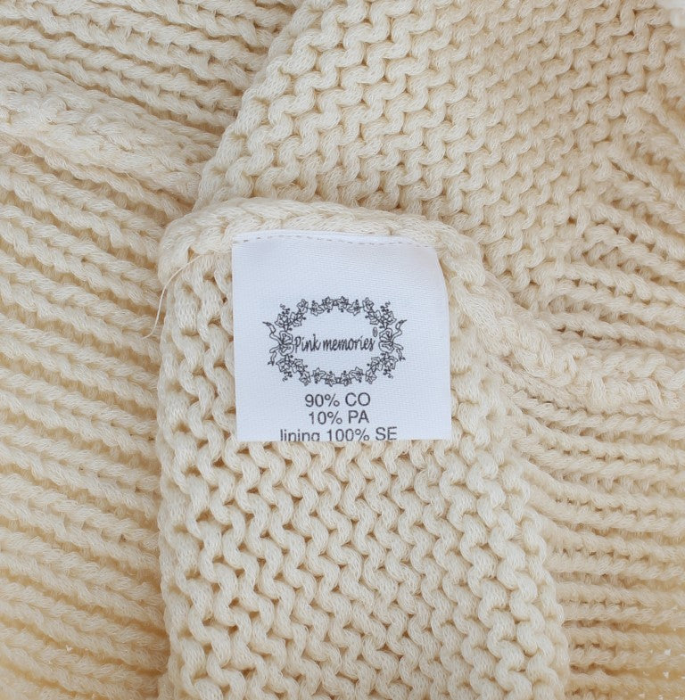 PINK MEMORIES Beige Baumwolle Blend Gestrickter ärmelloser Pullover