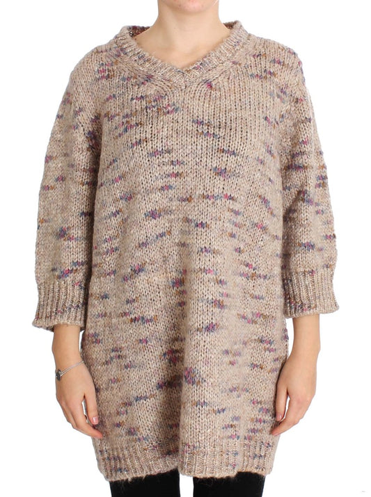 PINK MEMORIES Beige Wolle Blend Stricker übergroßer Pullover