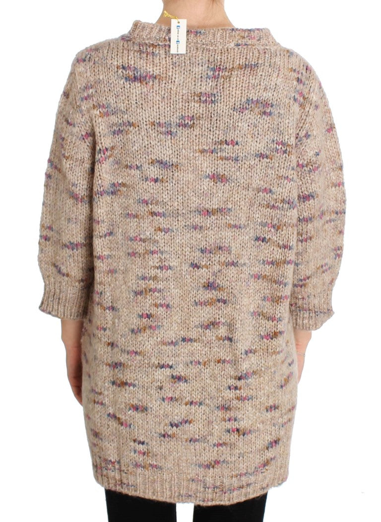 PINK MEMORIES Beige Wolle Blend Stricker übergroßer Pullover