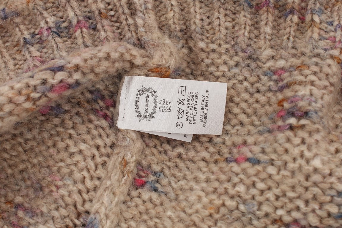 PINK MEMORIES Beige Wolle Blend Stricker übergroßer Pullover