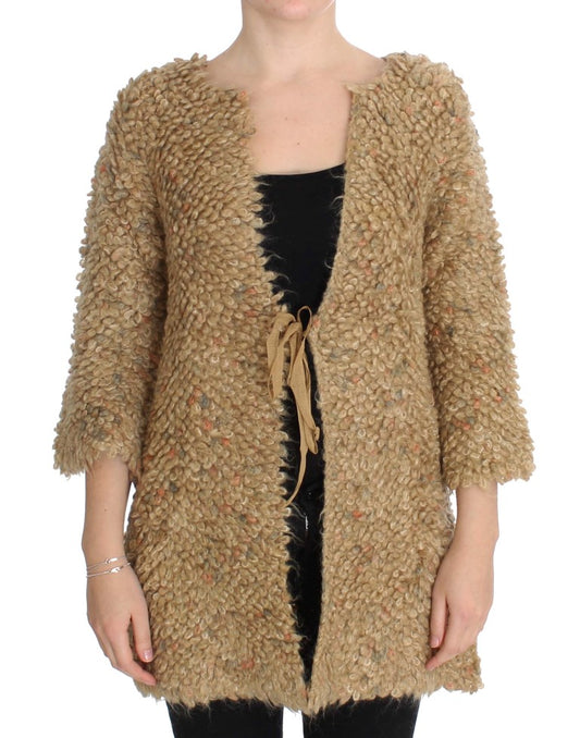 PINK MEMORIES Beige Wolle Blend Kap -Pullover