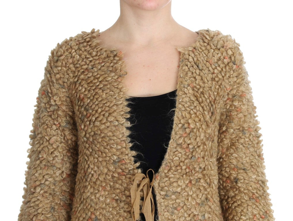 PINK MEMORIES Beige Wolle Blend Kap -Pullover